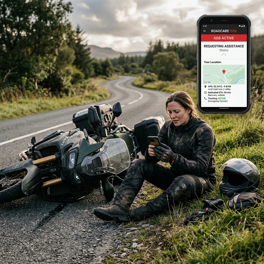 Motorradfahrerin erhält nach einem Unfall Unterstützung